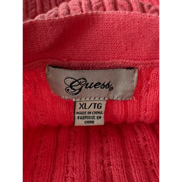 Vtg Y2k Guess Halter Top Sz XL Cable Knit Sweater Tie Pink Preppy Nautical - Picture 6 of 9